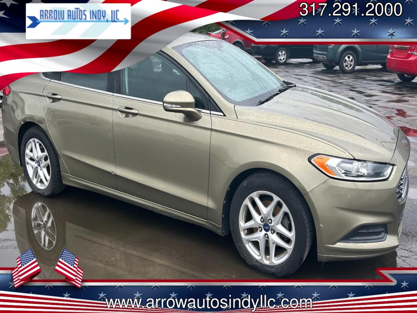 2013 GREEN /BLACK / GRAY Ford Fusion SE (3FA6P0H73DR) with an 2.5L 4CYL engine, 6-Speed Automatic transmission, located at 2710A Westlane Rd., Indianapolis, IN, 46268, (317) 291-2000, 39.885670, -86.208160 - Photo#0